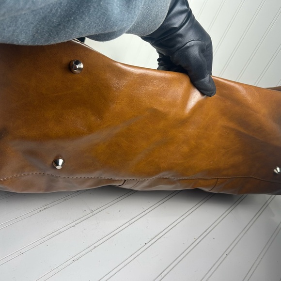 Ed Hardy Brown Leather Duffle Bag NWT Large Travel Weekender Carry On Unisex - Picture 11 of 14